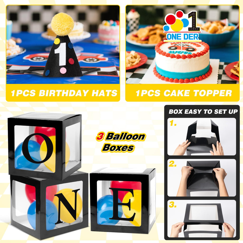 Z1juce Fast One Birthday Decorations for Boys - 1st Race Car Theme Party Supplies