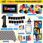 Z1juce Fast One Birthday Decorations for Boys - 1st Race Car Theme Party Supplies