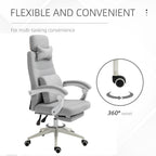 Vinsetto Office Chair, Ergonomic Desk Chair, High Back Fabric Work Chair with 160\'c2\'b0 Reclining Backrest, Retractable Footrest, Neck and Lumbar Pillow for Home and Study, Grey