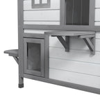 PawHut 2-Story Indoor or Outdoor Cat House W/ Escape Door, Cat Shelter, White
