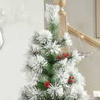 HOMCOM Indoor Christmas Tree Artificial Berry Xmas Decoration with Metal Stand and 184 Tips (5FT(150CM))