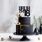 ZACHAKO Black Glitter Bruh I'm 18 Cake Topper – Funny 18th Birthday Party Decorations