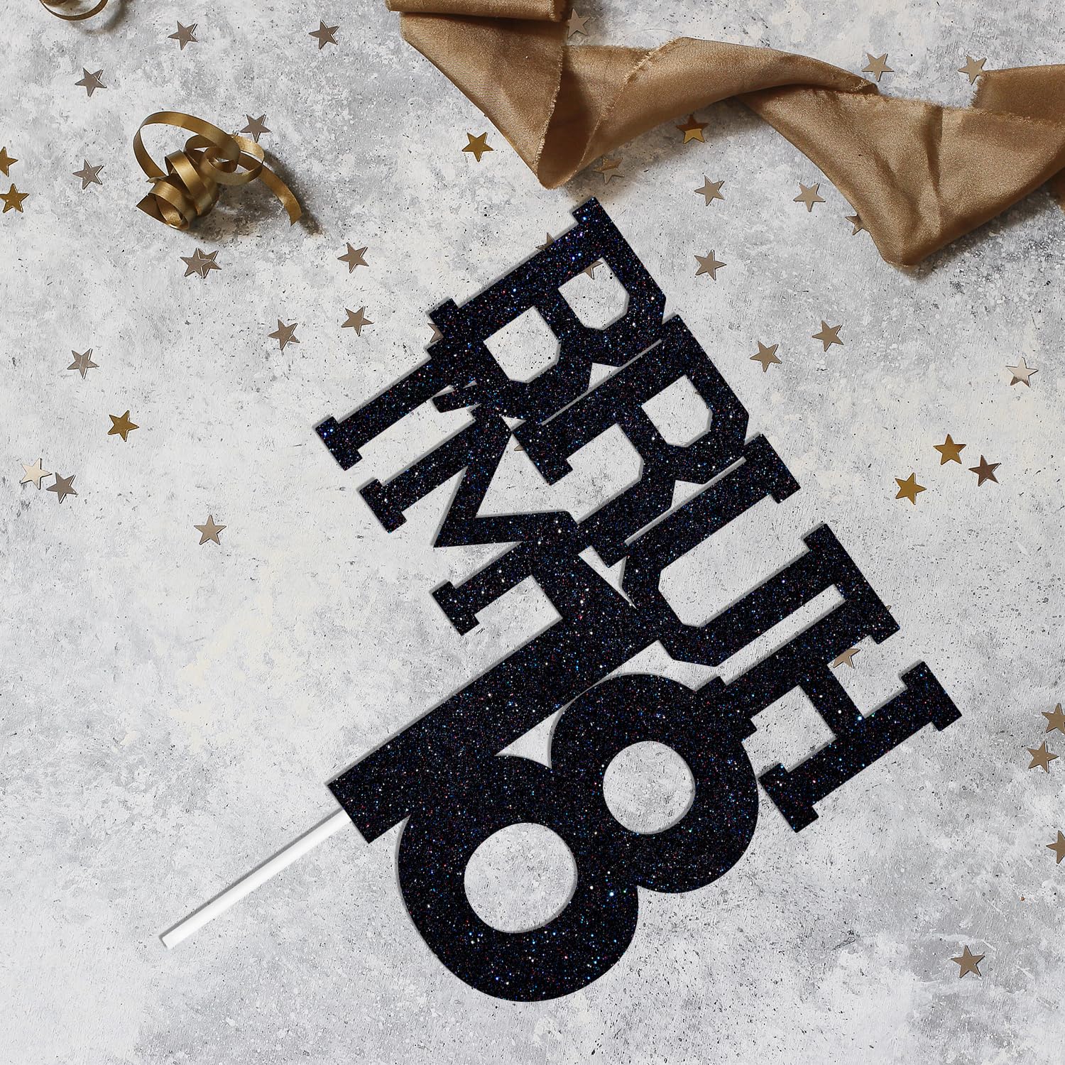 ZACHAKO Black Glitter Bruh I'm 18 Cake Topper – Funny 18th Birthday Party Decorations