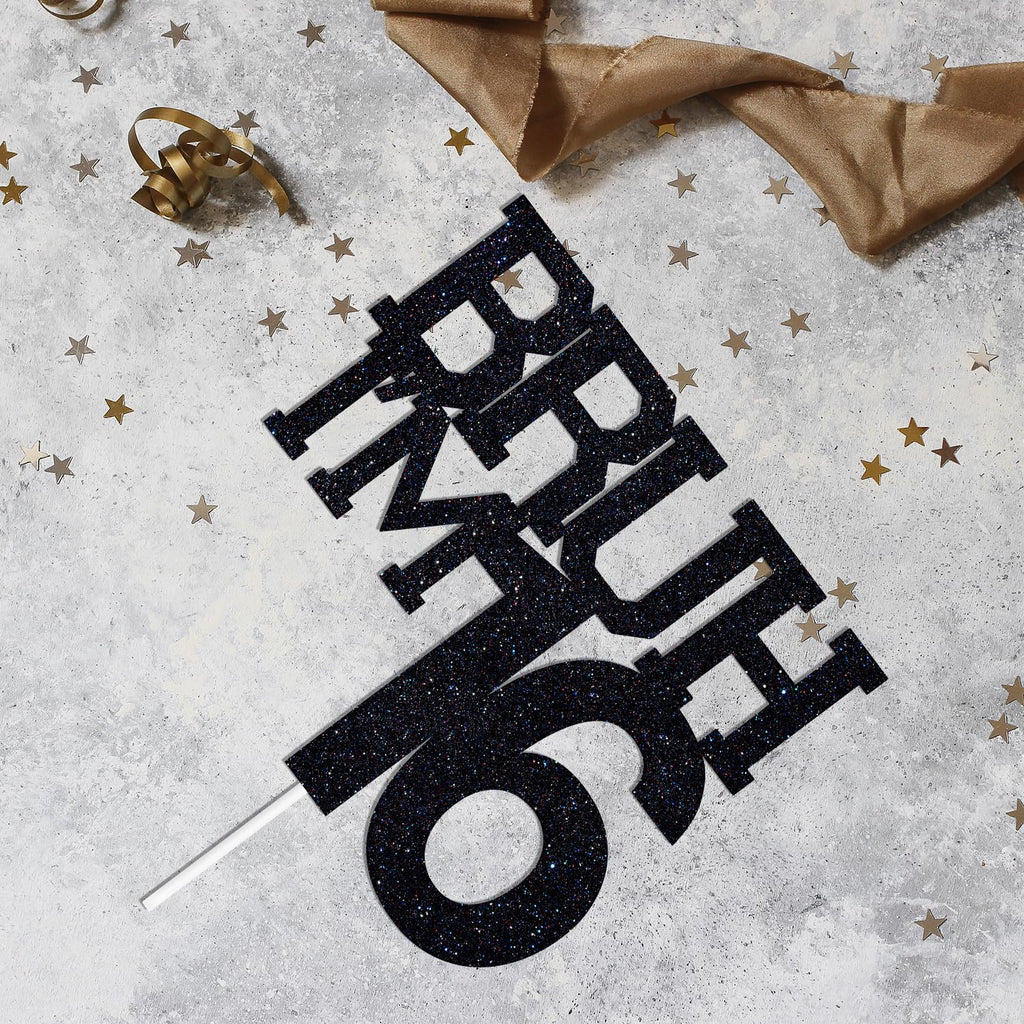 ZACHAKO Black Glitter Bruh I'm 16 Cake Topper – Funny 16th Birthday Party Decoration