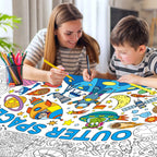 Zachely Outer Space Coloring Poster 30x72 in – Space Tablecloth & Activity Poster for Kids