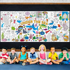 Zachely Under The Sea Coloring Poster 30x72 — Ocean Animals Giant Coloring Tablecloth