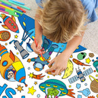 Zachely Outer Space Coloring Poster 30x72 in – Space Tablecloth & Activity Poster for Kids