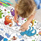 Zachely Dinosaur Giant Coloring Poster 30x72 in — Kids Tablecloth, Backdrop & Activity Poster