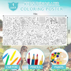 Zachely Dinosaur Giant Coloring Poster 30x72 in — Kids Tablecloth, Backdrop & Activity Poster