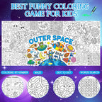 Zachely Outer Space Coloring Poster 30x72 in – Space Tablecloth & Activity Poster for Kids