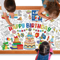 Zachely Happy Birthday Coloring Poster 30x72 in – Giant Tablecloth & Kids Activity Decor