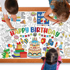 Zachely Happy Birthday Coloring Poster 30x72 in – Giant Tablecloth & Kids Activity Decor