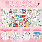 Zachely Happy Birthday Coloring Poster 30x72 in – Giant Tablecloth & Kids Activity Decor
