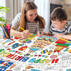 Zachely Happy Birthday Coloring Poster 30x72 in – Giant Tablecloth & Kids Activity Decor