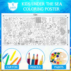 Zachely Under The Sea Coloring Poster 30x72 — Ocean Animals Giant Coloring Tablecloth