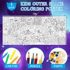 Zachely Outer Space Coloring Poster 30x72 in – Space Tablecloth & Activity Poster for Kids