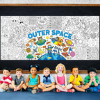 Zachely Outer Space Coloring Poster 30x72 in – Space Tablecloth & Activity Poster for Kids
