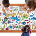 Zachely Under The Sea Coloring Poster 30x72 — Ocean Animals Giant Coloring Tablecloth
