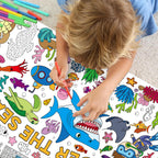 Zachely Under The Sea Coloring Poster 30x72 — Ocean Animals Giant Coloring Tablecloth