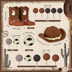 Zafena Cowboy Cake Topper Set – 16 Pcs Western Hat, Boots & Foam Ball Decorations
