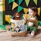 Zafena 19pcs Safari Animal Cake Topper Set – Jungle Birthday Party Decorations