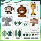 Zafena 19pcs Safari Animal Cake Topper Set – Jungle Birthday Party Decorations