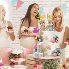 Zafena 34‑Piece Gender Reveal Cake Topper Set – Bear Ball Toppers, He/She, Baby Square & Ball Decor