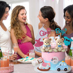 Zafena 8-Piece Gender Reveal Cake Topper Set – Bear, Train, Rocking Horse & Boy-or-Girl Decor