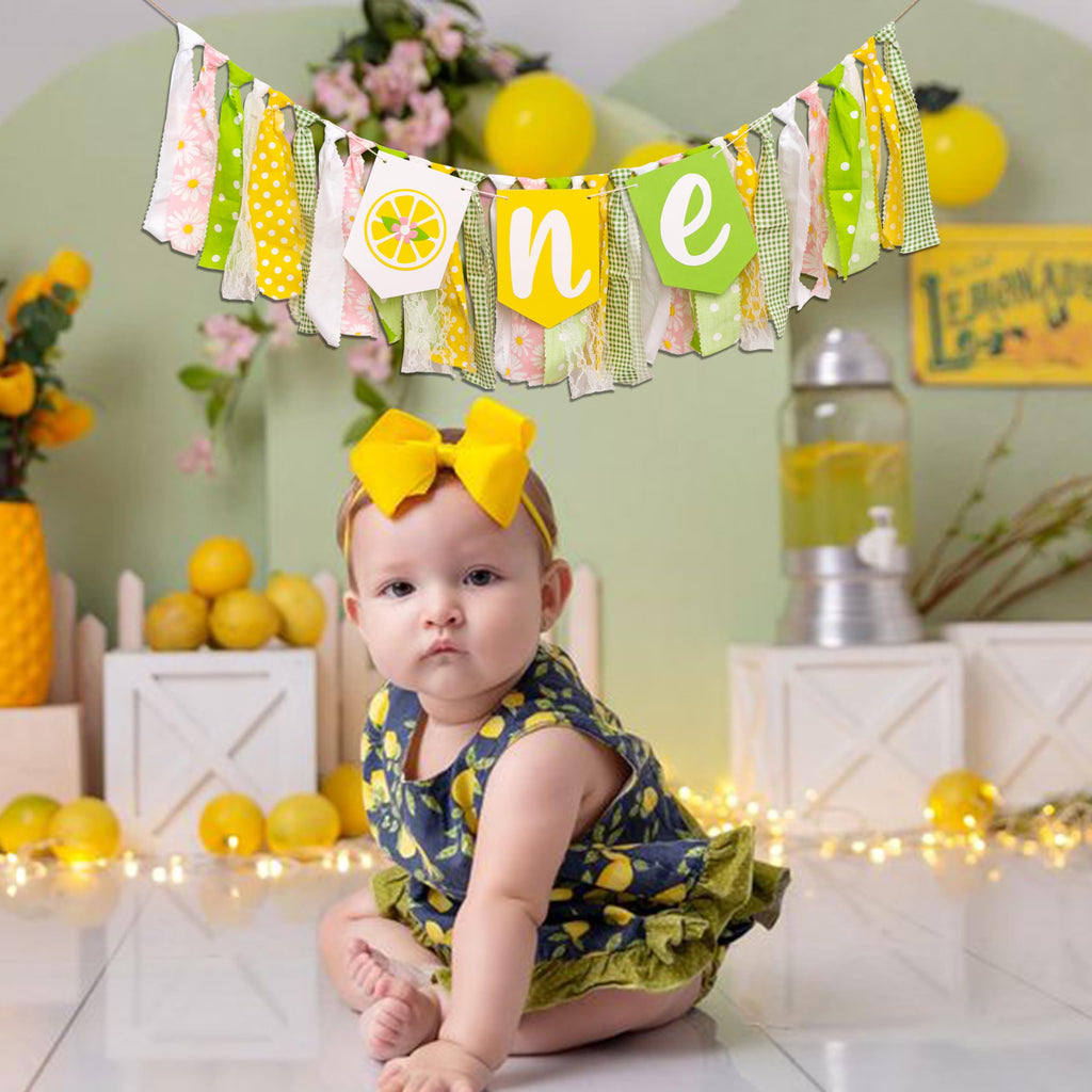 ZAIBIANHAO Lemon First Birthday Banner – Lemonade 1st Birthday Party Decor