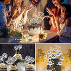 Zaycca 36 Pcs Disco Ball Cake Toppers – 70s Retro Party Decorations & Mirror Ball Picks
