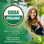 Zazzee USDA Organic Milk Thistle 30:1 Extract – 7500 mg per Capsule, 180 Vegan Capsules, 80% Silymarin, USA Made