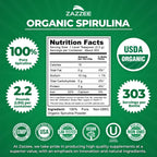 Zazzee Organic Spirulina Powder – 2.2 lb / 1 KG, USDA Certified, 303 Servings, Kosher, Non-GMO, Gluten-Free
