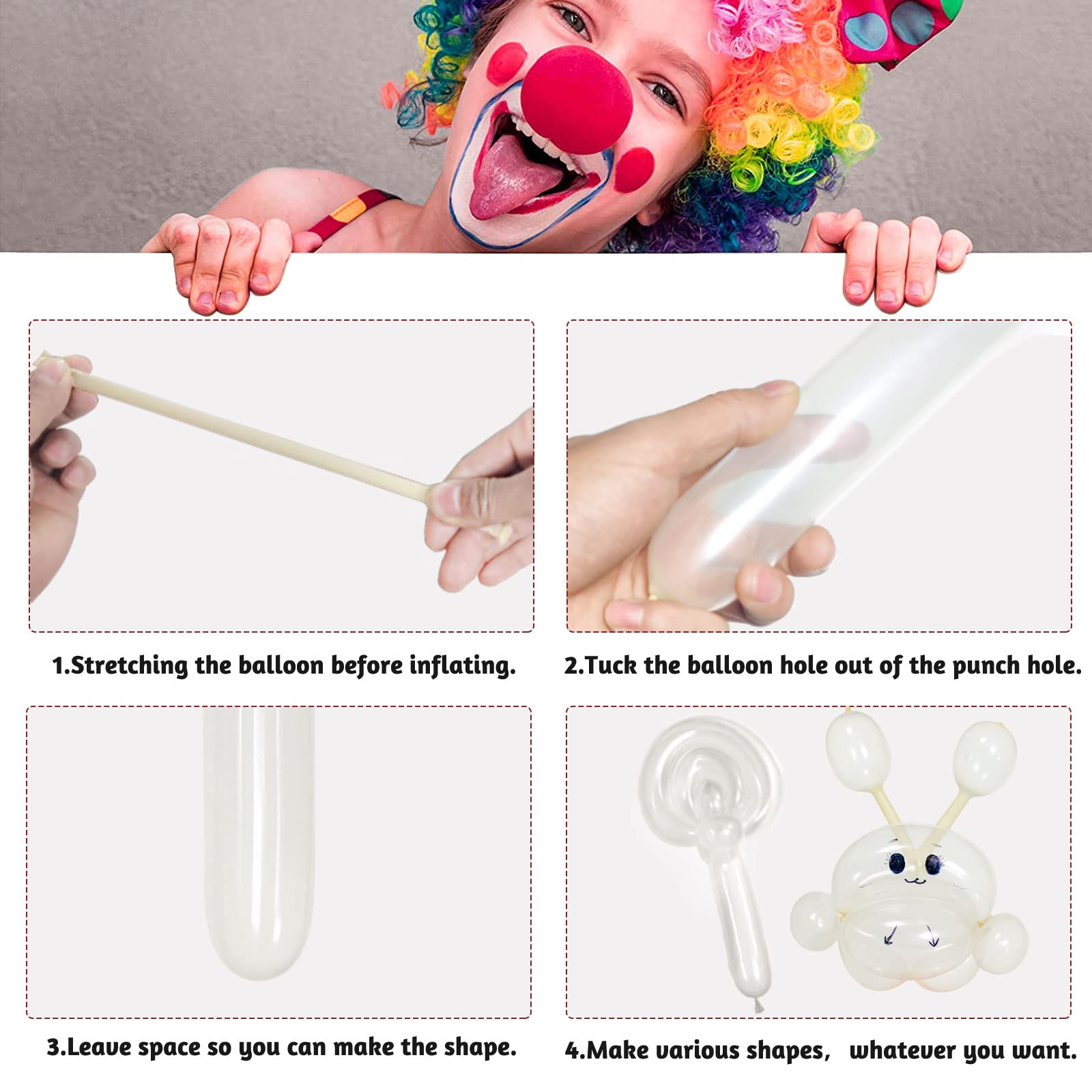 ZBYDNG 260q Clear Long Balloons – Arch, Twisting & Balloon Animals (100pcs)