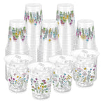 ZCPTZ 100 Pcs Wildflower 12oz Floral Plastic Cups – Vintage Floral Party Cups