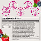 Zena Nutrition Organic Super Greens Powder, 70+ Superfoods, 0 Sugar, 3G Fiber, Spirulina, Chlorella, Antioxidants, Prebiotics/Probiotics, Digestive Enzymes, Mixed Berry, 30 Servings