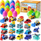 ZenBombs Easter Eggs with Toys Inside - 20pcs Colorful Plastic Eggs for Kids – Surprise Vehicles for Easter Hunt & Party Favors