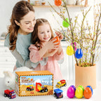 ZenBombs Easter Eggs with Toys Inside - 20pcs Colorful Plastic Eggs for Kids – Surprise Vehicles for Easter Hunt & Party Favors