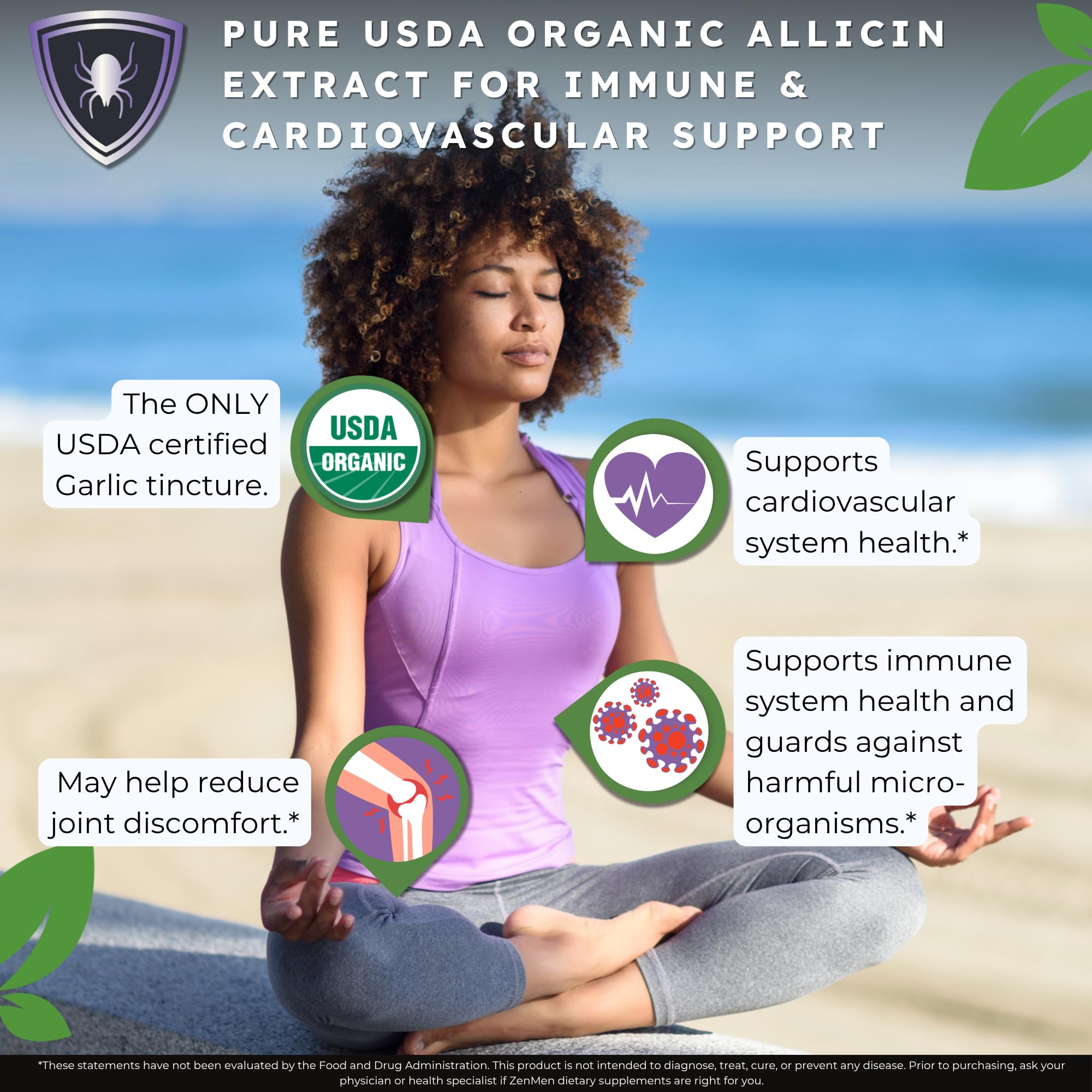 Zenmen Bio-Knoblauchzehen-Extrakt (geruchlose Tinktur) – Immununterstützung, Antioxidantien, 60 ml – Vegan – Hergestellt in den USA