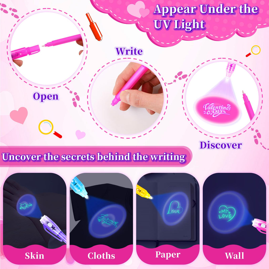 Zenoble 24-Pack Valentines Day Cards for Kids with Spy Pens – Classroom Exchange & Party Favors