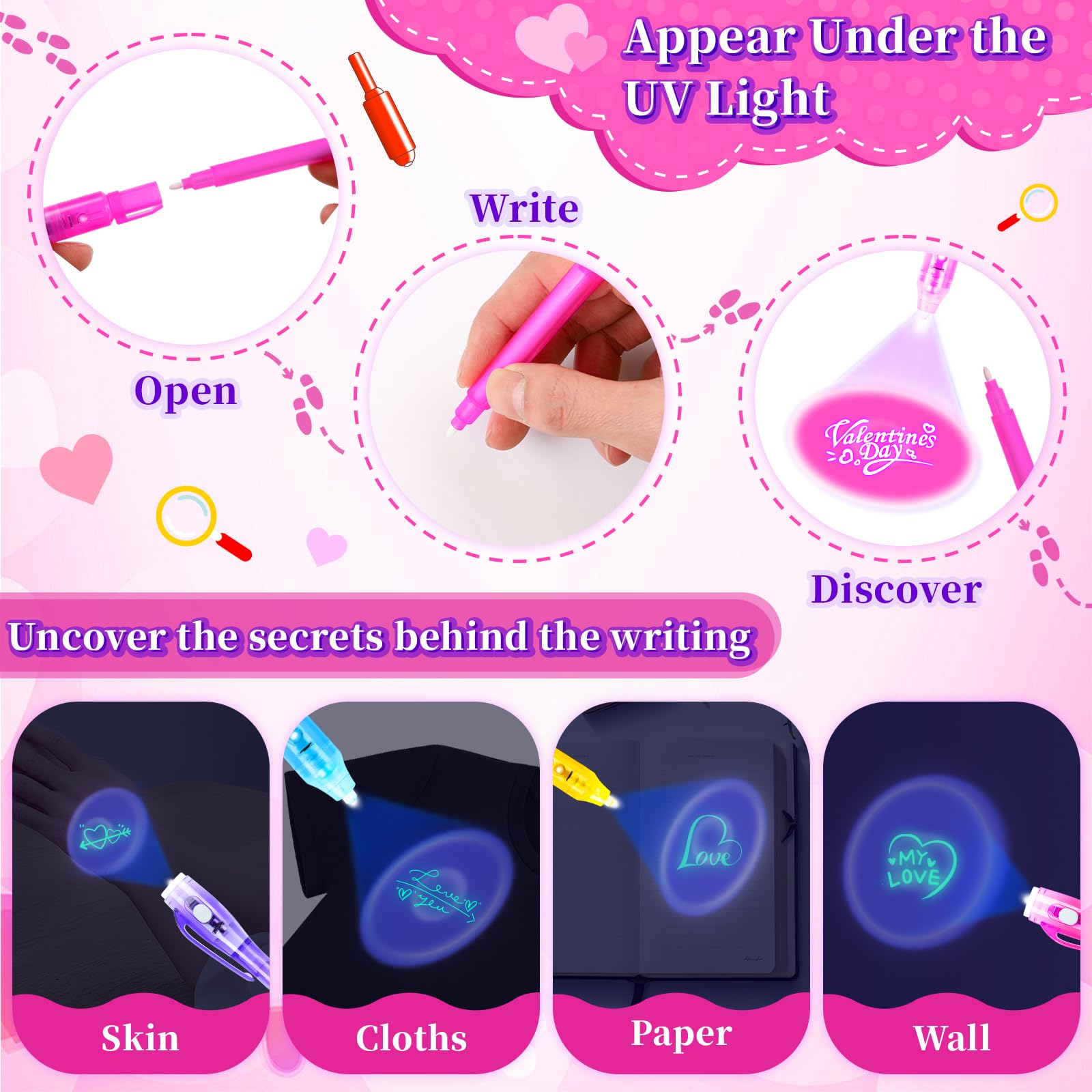 Zenoble 24-Pack Valentines Day Cards for Kids with Spy Pens – Classroom Exchange & Party Favors