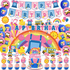 Zestoluxe 45 Pcs English Teacher Birthday Decorations – Pre-Assembled Cartoon Party Kit