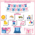 Zestoluxe 45 Pcs English Teacher Birthday Decorations – Pre-Assembled Cartoon Party Kit