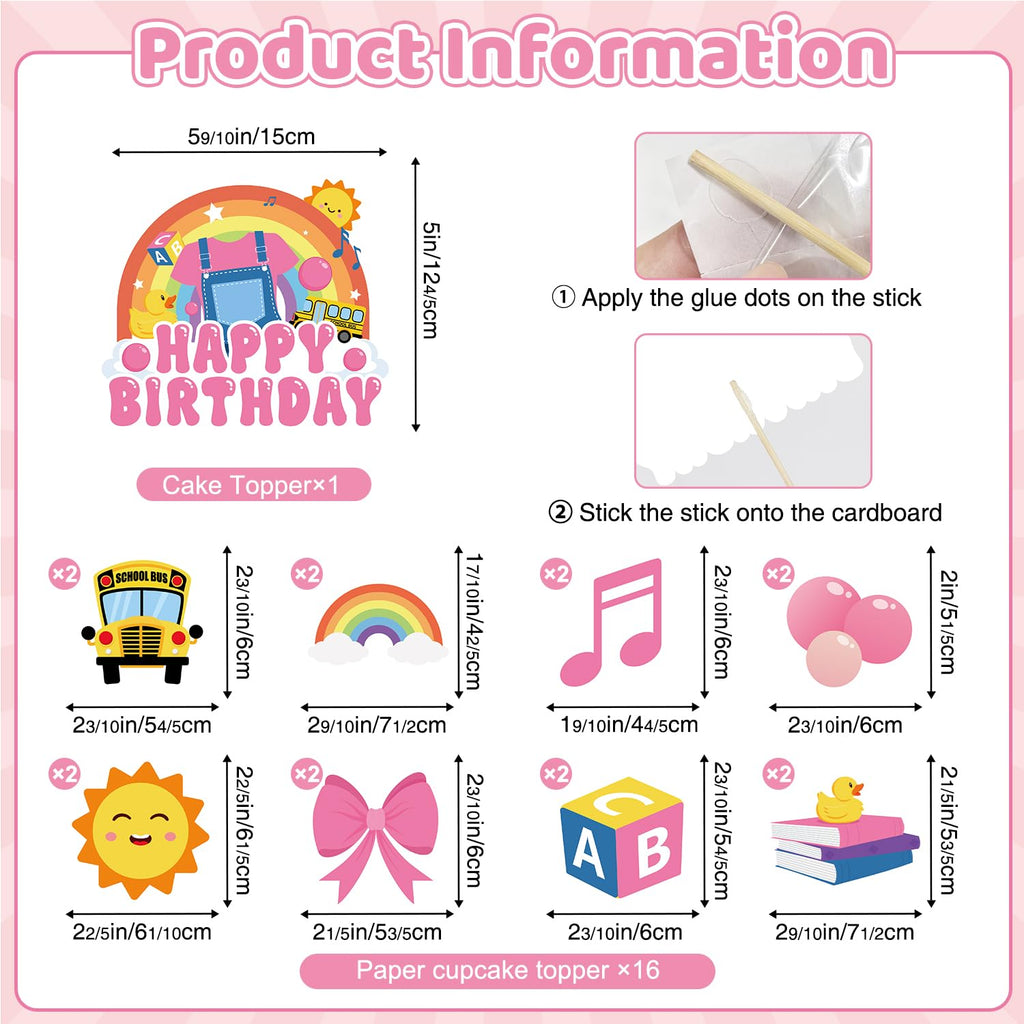 Zestoluxe 45 Pcs English Teacher Birthday Decorations – Pre-Assembled Cartoon Party Kit