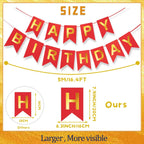 ZGIMI Red Happy Birthday Banner – 16 ft Pre-Strung Gold & Red Party Decoration for Indoor & Outdoor Celebrations