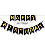 ZGIMI Happy Birthday Banner - Pre-Strung Black & Gold 16ft Party Decorations