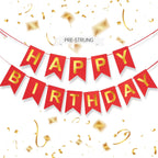 ZGIMI Red Happy Birthday Banner – 16 ft Pre-Strung Gold & Red Party Decoration for Indoor & Outdoor Celebrations