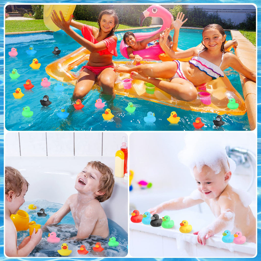 Zhanmai 300 Pcs Mini Rubber Ducks Bulk — Colorful Bath Toys for Party & Shower