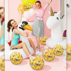 Zhanmai 20 Pieces 8-Inch Mini Glitter Beach Balls – Clear Inflatable Pool Party Favors (Gold)