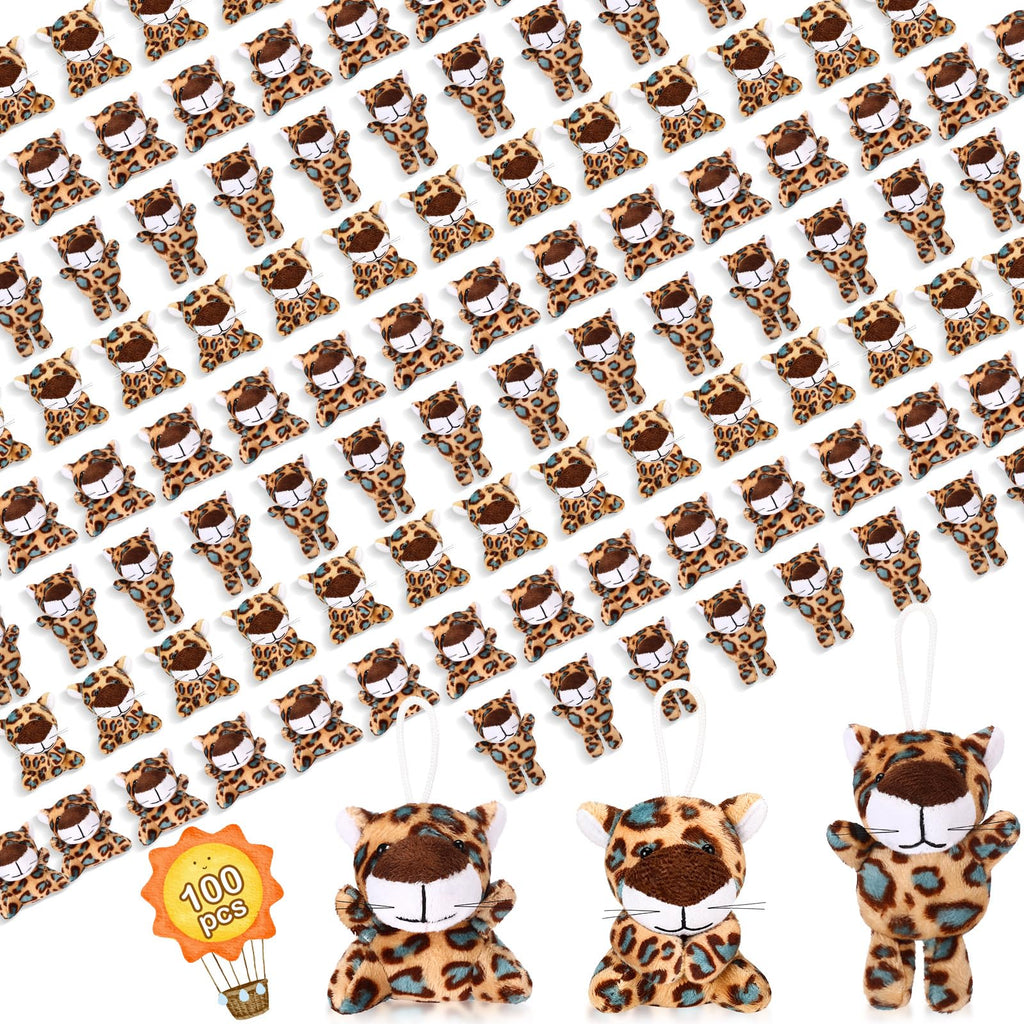 Zhanmai 100 Pcs Mini Cheetah Plush Keychains – Cute Cheetah Stuffed Toys for Party Favors, Classroom Rewards & Gift Bags