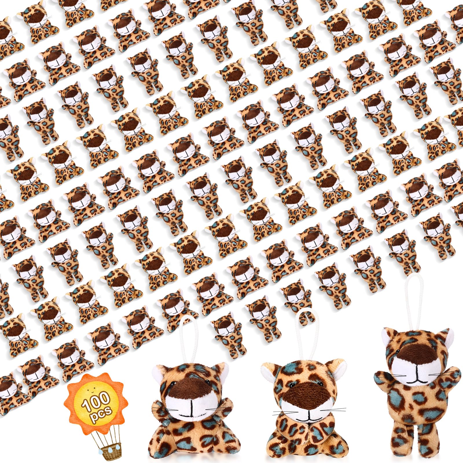 Zhanmai 100 Pcs Mini Cheetah Plush Keychains – Cute Cheetah Stuffed Toys for Party Favors, Classroom Rewards & Gift Bags
